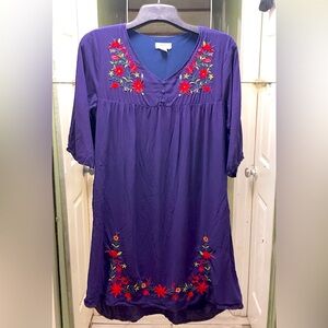 Exist Dress - (L) Navy Blue with Red Accents